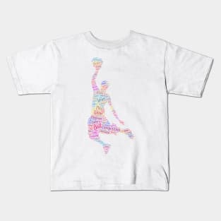 Basket Ball Player Silhouette Shape Text Word Cloud Kids T-Shirt